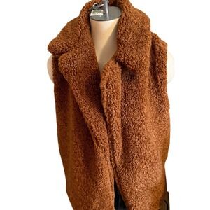Workshop Republic Clothing Womens Faux Fur Teddy Vest Cognac Brown XS NEW
